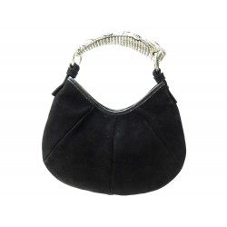 SAC A MAIN YVES SAINT LAURENT MOMBASA MINI 205118 EN DAIM ET CUIR NOIR HAND BAG