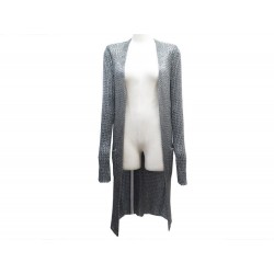 GILET CARDIGAN HERMES EN COTTE DE MAILLE 38 M VISCOSE GRIS PULL + SAC CHAIN MAIL