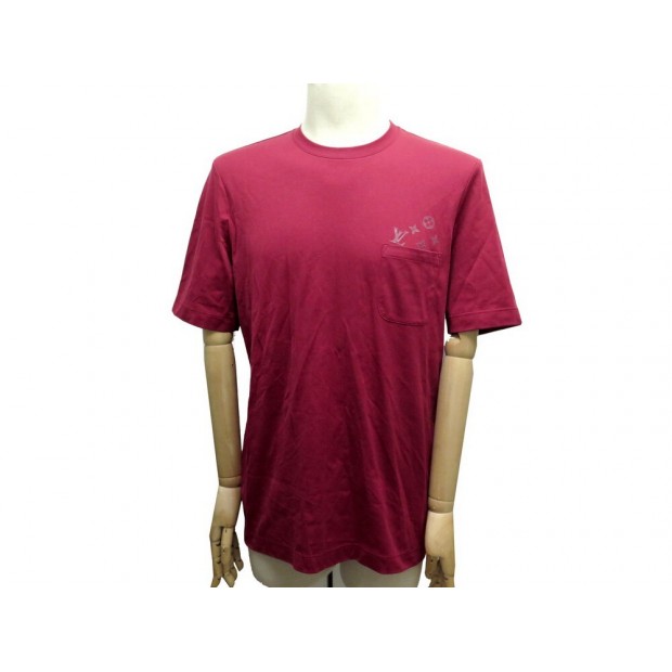 NEUF T-SHIRT LOUIS VUITTON MONOGRAM MQJR04CMS L 52 EN COTON ROUGE TOP 790€