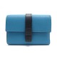 NEUF PORTEFEUILLE LOEWE SMALL VERTICAL 124.12.S86 CUIR GRAINE BLEU WALLET 470€