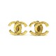 VINTAGE BOUCLES D'OREILLES CHANEL LOGO CC CLIPS 1975 1980 METAL DORE EARRINGS