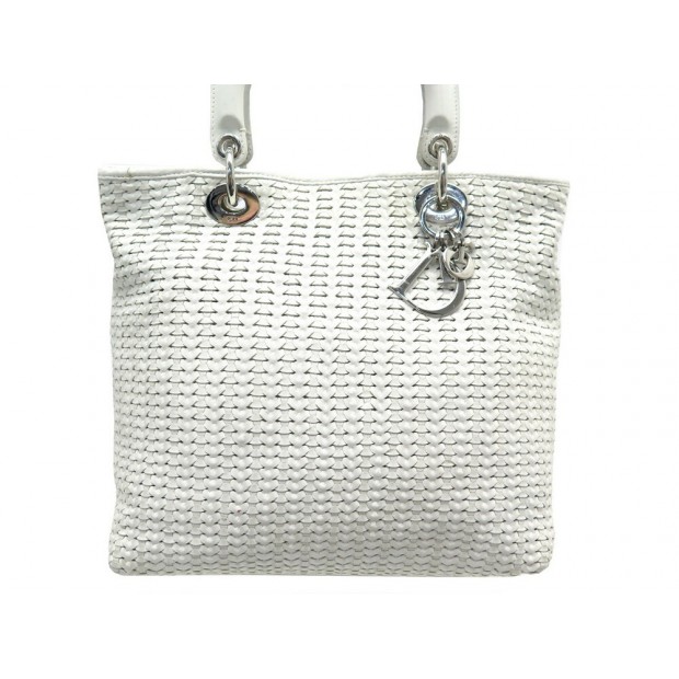 SAC A MAIN CHRISTIAN DIOR LADY INR449652 CABAS CUIR TRESSE BLANC TOTE BAG 2500€