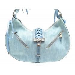 SAC A MAIN CHRISTIAN DIOR ADMIT IT LUNE CUIR ET TOILE DENIM BLEUE HAND BAG 1100€