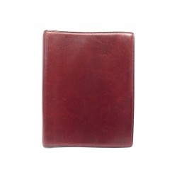 VINTAGE PORTE AGENDA HERMES GM CUIR GAUFFRE ROUGE DIARY HOLDER EMBOSSED LEATHER