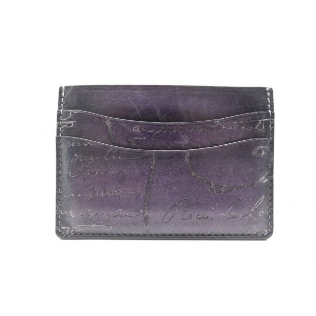 PORTE CARTES BERLUTI BAMBOU NEO EN CUIR SCRITTO VIOLET LEATHER CARD HOLDER 330€