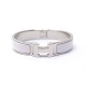 BRACELET HERMES CLIC H EMAIL BLANC ACIER PALLADIE H700001FP31PM 15CM BANGLE 575€