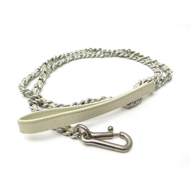 RARE LAISSE POUR CHIEN CHANEL EN CUIR & CHAINE ENTRELACES DOG LEASH INTERLOCKING