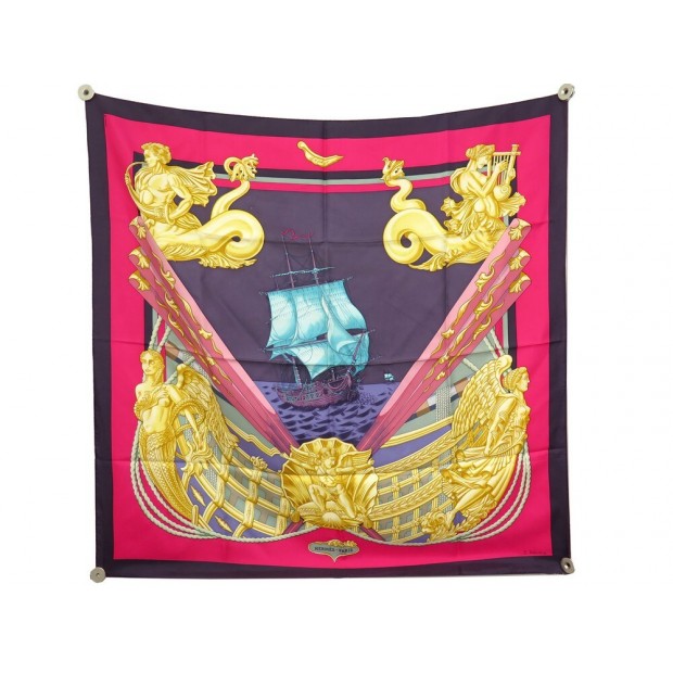 NEUF FOULARD HERMES ZEPHYR JULIE ABADIE 1992 CARRE 90 EN SOIE SILK SCARF 460€