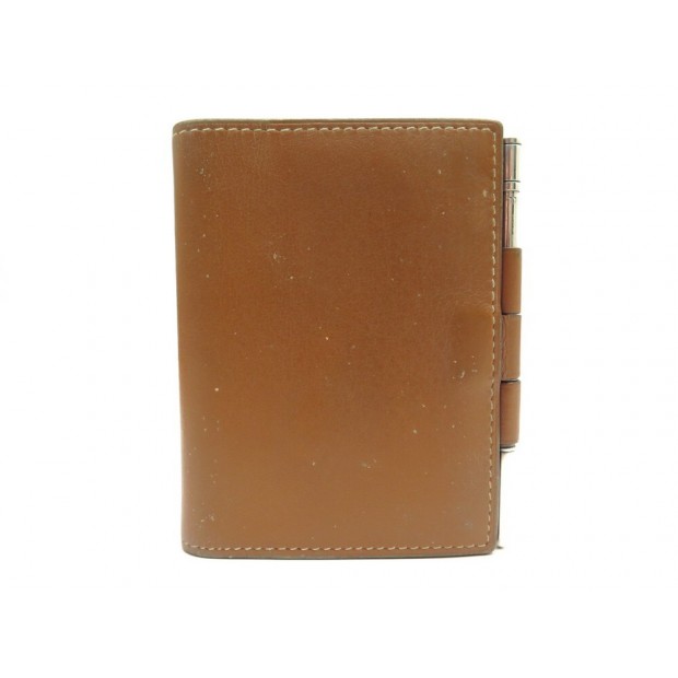 VINTAGE PORTE AGENDA HERMES CUIR BOX MARRON + STYLO BILLE EN ARGENT MASSIF 435€