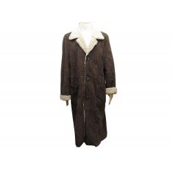 MANTEAU ARNYS LONG TAILLE 56 XL EN CUIR PEAU LAINEE MARRON LONG SHEARLING COAT