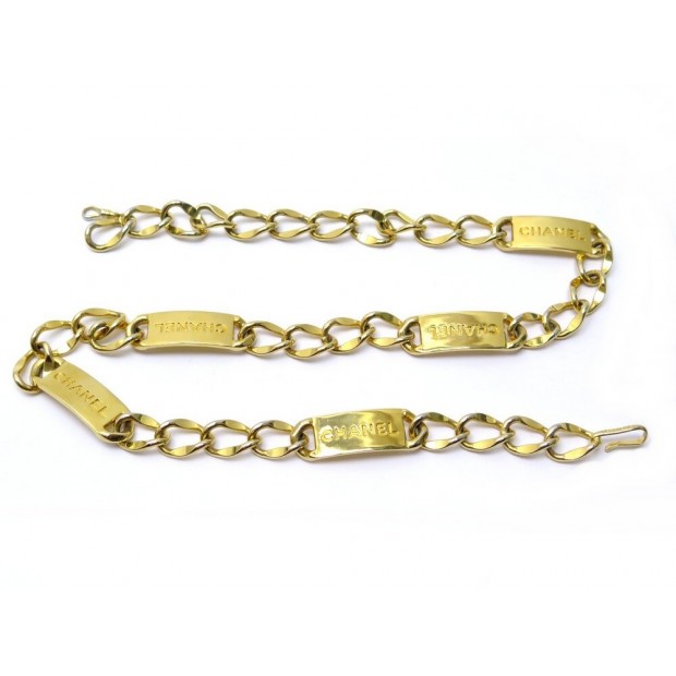 VINTAGE CEINTURE CHANEL CHAINE LOGO T 63 A 78 EN METAL DORE GOLDEN BELT 1290€