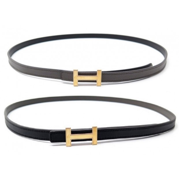 CEINTURE HERMES BOUCLE H DORE ET LIEN REVERSIBLE 13 MM T90 CUIR NOIR ETOUPE 580€