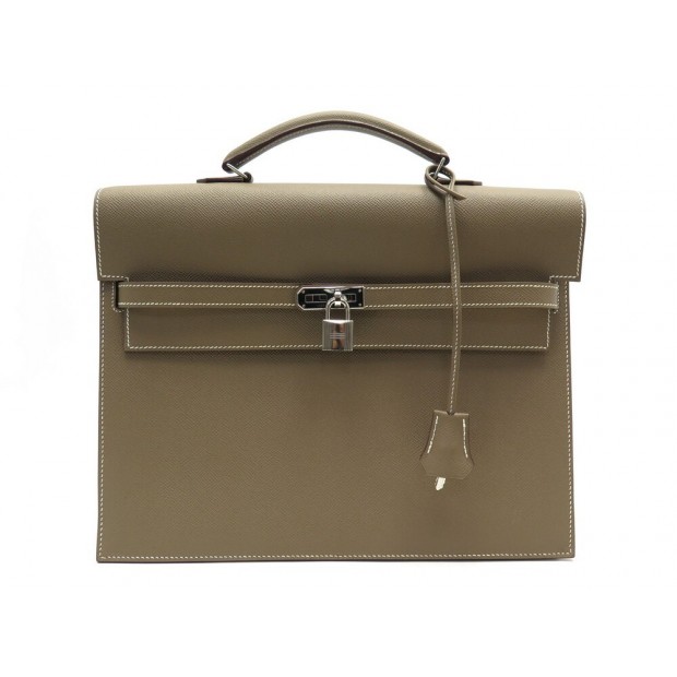 NEUF SACOCHE HERMES KELLY DEPECHES 34 EN CUIR EPSOM ETOUPE SELLIER SAC BRIEFCASE