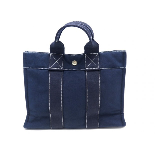 SAC A MAIN HERMES CABAS TOTO PM EN TOILE COTON BLEU CANVAS HAND BAG TOTE 790€