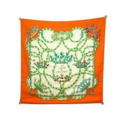 FOULARD HERMES LE SACRE DU PRINTEMPS DORIGNY 90 CM SOIE ORANGE SILK SCARF 460€