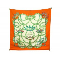 FOULARD HERMES LE SACRE DU PRINTEMPS DORIGNY 90 CM SOIE ORANGE SILK SCARF 460€