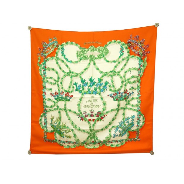 FOULARD HERMES LE SACRE DU PRINTEMPS DORIGNY 90 CM SOIE ORANGE SILK SCARF 460€