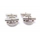 VINTAGE BOUTONS DE MANCHETTES HERMES CHAINE D'ANCRE DE PERCIN ARGENT CUFFLINKS