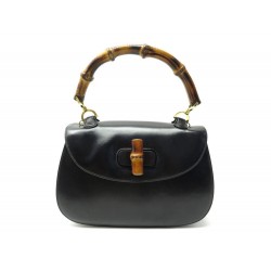 VINTAGE SAC A MAIN GUCCI BAMBOO SMALL 675797 EN CUIR NOIR LEATHER HANDBAG 3200€