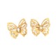 VINTAGE BOUCLES D'OREILLES YVES SAINT LAURENT PAPILLONS EN METAL DORE EARRINGS