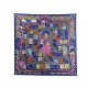 NEUF CARRE FOULARD HERMES LE TOUR DU MONDE EN 63 CASES EN SOIE BLEU SCARF 410€