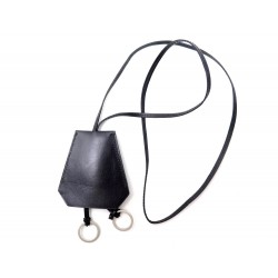 NEUF PORTE CLES HERMES GRANDE CLOCHETTE EN CUIR NOIR BIJOU DE SAC CHARMS 410€