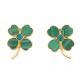 VINTAGE BOUCLES D'OREILLES CHANEL TREFLE MALACHITE PERLE DE VERRE 1995 EARRINGS