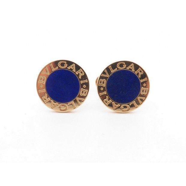 BOUTONS DE MANCHETTES BULGARI BVLGARI OR JAUNE 18K LAPIS LAZULI CUFFLINKS 3100€