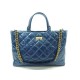 NEUF SAC A MAIN CHANEL SHOPPING CABAS FERMOIR 2.55 CC CUIR BLEU HAND BAG 8500€