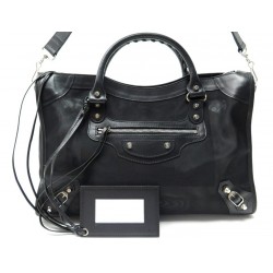 SAC A MAIN BALENCIAGA CLASSIC CITY MEDIUM 115748 CUIR & MESH NOIR HAND BAG 1590€