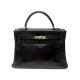 VINTAGE SAC A MAIN HERMES KELLY 32 EN CUIR BOX NOIR 1970 BLACK LEATHER HAND BAG