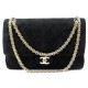 VINTAGE SAC A MAIN CHANEL DOUBLE RABAT LOGO CC DAIM NOIR SUEDE HAND BAG 8550€