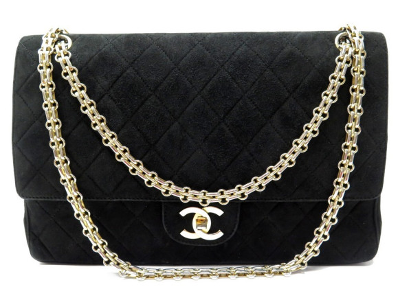  sac a main chanel double rabat logo cc daim