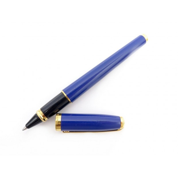 STYLO BILLE ST DUPONT OLYMPIO ROLLERBALL EN LAQUE BLEU ET DORE BLUE PEN 420€