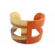 BRACELET HERMES MANCHETTE FORME H EN CORNE DE BUFFLE ET LAQUE ORANGE BANGLE