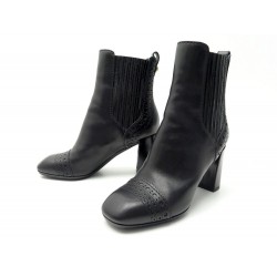 NEUF CHAUSSURES LOUIS VUITTON BOTTINES EN CUIR NOIR 35 ANKLE BOOTS NEW 1050€