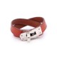 BRACELET HERMES KELLY DOUBLE TOUR S 15CM CUIR MARRON PALLADIE LEATHER BAGLE 480€