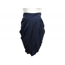 JUPE CHANEL BOUTIQUE EN LAINE BLEU MARINE TAILLE M 38 BLUE NAVY WOOL SKIRT 3100€