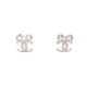 NEUF BOUCLE D'OREILLES CHANEL LOGO CC NOEUD ET STRASS METAL ARGENTE EARRING 530€