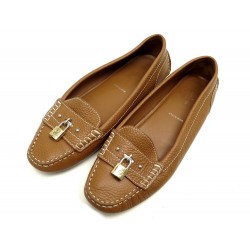 CHAUSSURES LOUIS VUITTON LOCK IT MOCASSINS 41 CUIR GRAINE CAMEL LOAFER SHOE 650€