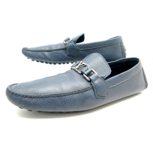 CHAUSSURES MOCASSINS LOUIS VUITTON HOCKENHEIM 10 44 CUIR BLEU LOAFER SHOES 620€