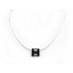 NEUF COLLIER PENDENTIF HERMES CAGE D'H LAQUE NOIRE LIEN ARGENT 925 NECKLACE 465€