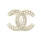 NEUF BROCHE CHANEL LOGO CC ET PERLES 2022 EN METAL DORE GOLDEN PEARL BROOCH 550€