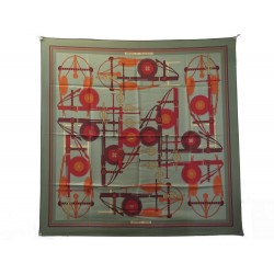 FOULARD HERMES BRIDES ET FRONTAUX CARRE 90 CM LATHAM SOIE VERTE SILK SCARF 410€