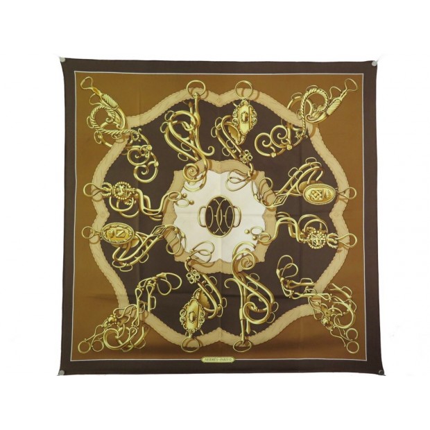 VINTAGE FOULARD HERMES PROFILE SELLIER 1ERE EDITION 1974 CARRE SILK SCARF 460€