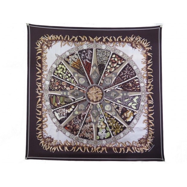 NEUF FOULARD HERMES AUX PAYS DES EPICES ANNIE FAIVRE CARRE 90 EN SOIE SCARF 410€