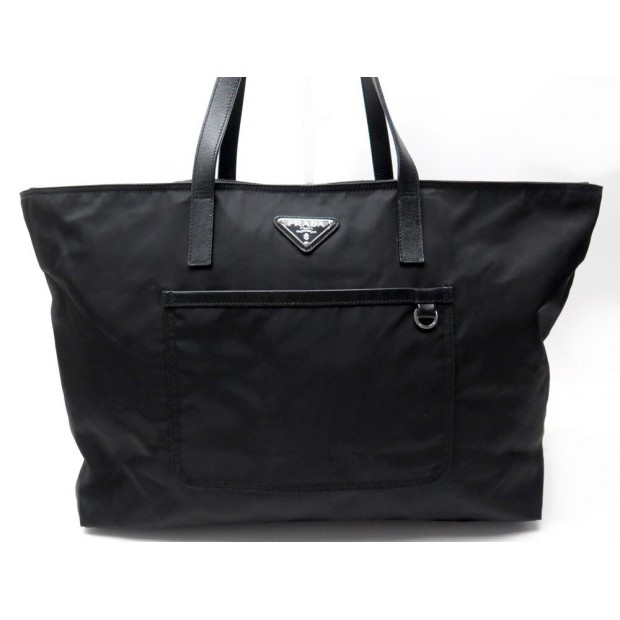 SAC A MAIN PRADA CABAS 50 CM EN TOILE RE-NYLON NOIR BLACK CANVAS HAND BAG 1350€