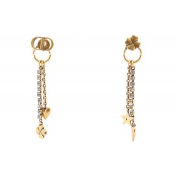 BOUCLES D'OREILLE DIOR 3120 LUCKY TREFLES ETOILES PENDANTES EN METAL DORE 490€