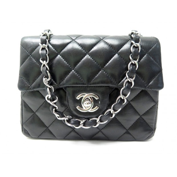 NEUF SAC A MAIN CHANEL TIMELESS MINI SQUARE CUIR MATELASSE NOIR HAND BAG 4150€