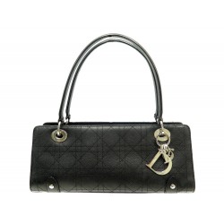 SAC A MAIN CHRISTIAN DIOR EAST WEST EN CUIR CANNAGE GRAINE NOIR HAND BAG 3200€